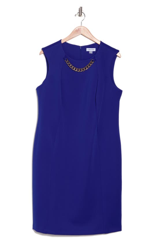 Shop Calvin Klein Chain Sheath Dress In Ultramarine