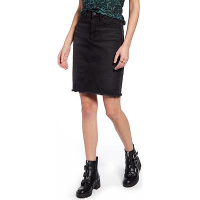 Articles Of Society Sherry Raw Hem Denim Skirt, Black