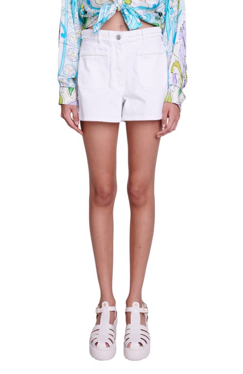 maje Tresse Braided Detail Denim Shorts in White at Nordstrom, Size 0