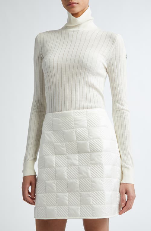 Moncler Rib Virgin Wool & Cashmere Turtleneck Sweater Silk White at Nordstrom,