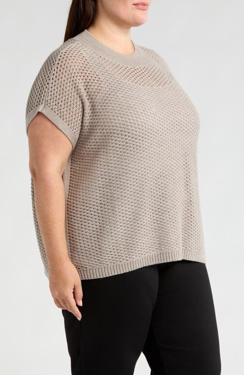 Shop Eileen Fisher Short Sleeve Wool Sweater In Dove