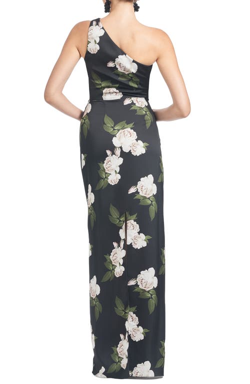 Shop Sachin & Babi Delancy Floral One Shoulder Gown In Obsidian Blooms