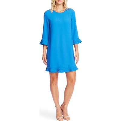 Cece Pleat Detail Moss Crepe Shift Dress, Blue