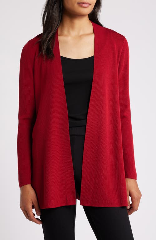 Anne Klein Open Front Rib Cardigan in Titian Red 