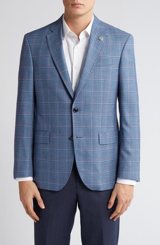 Ted Baker Jay Deco Plaid Slim Fit Wool Sport Coat In Light Blue