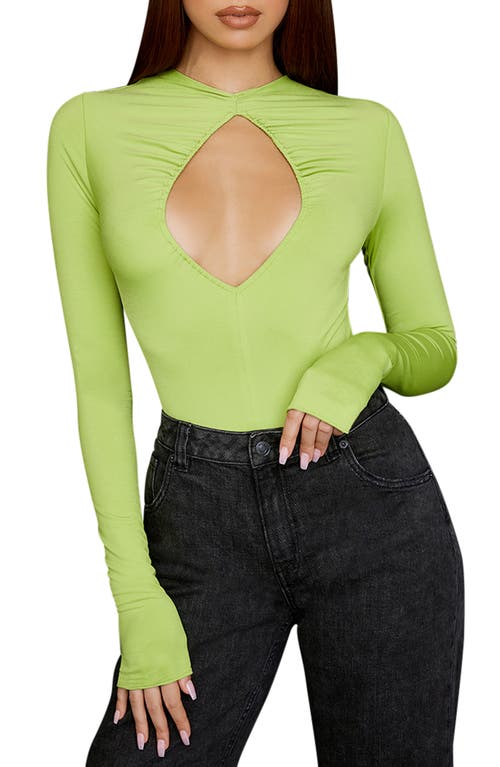 HOUSE OF CB Estrelle Cutout Bodysuit Lime Green at Nordstrom,