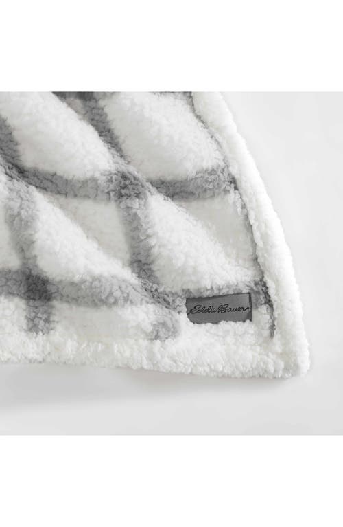 Eddie Bauer Bunkhouse Plaid Faux Shearling Throw Blanket In Grey