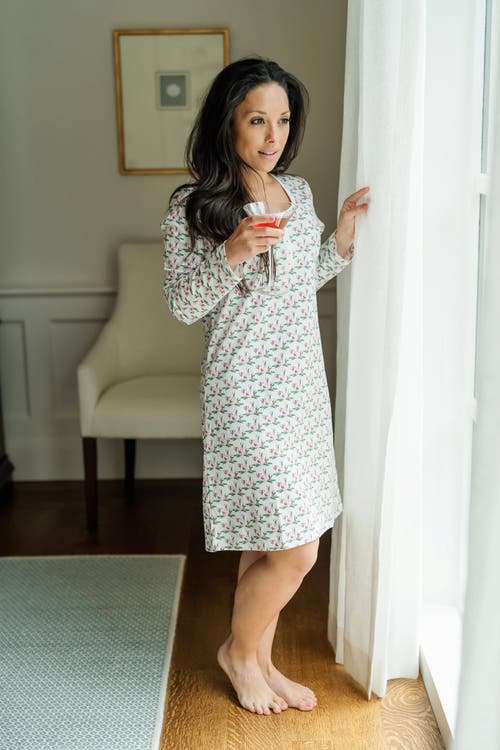 Shop Lila And Hayes Longsleeve Nightgown In Merry Little Cocktails