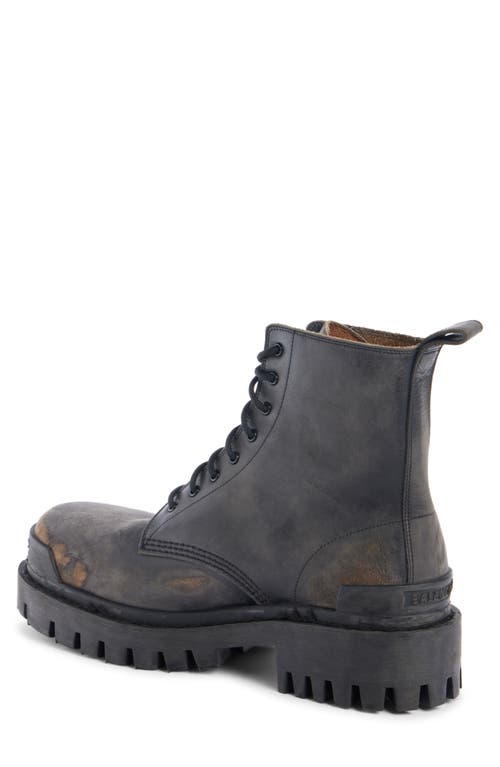 Shop Balenciaga Strike Combat Boot In 1020 Black/brown