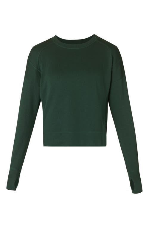 Shop Sweaty Betty After Class Organic Cotton Blend Longline Sweatshirt In Trek Green