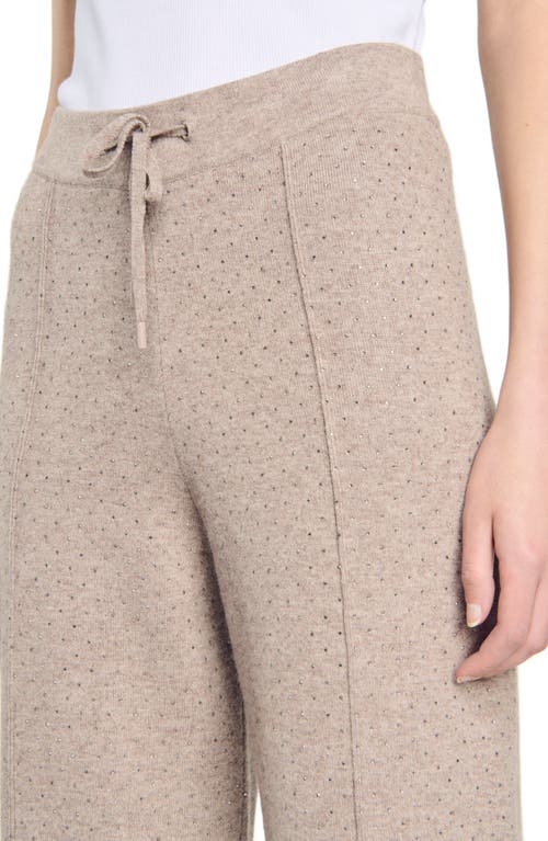 Shop Sandro Knit Rhinestone-covered Trousers In Beige