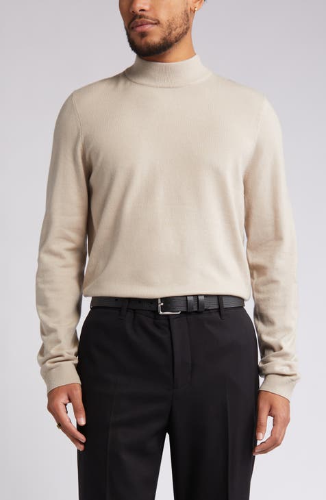 Men's Beige Turtleneck Sweaters