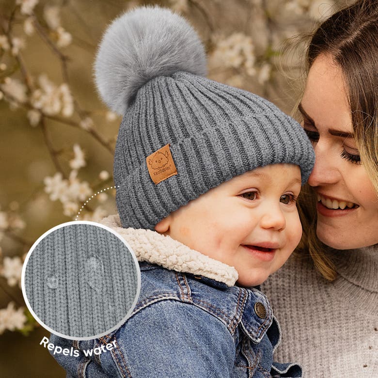 Shop Keababies 2-pack Pom Knitted Beanie In Steel