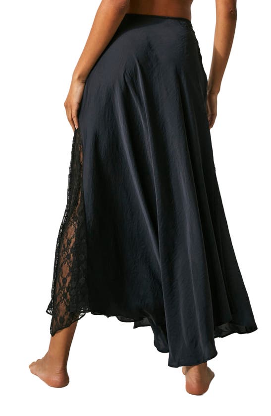 Shop Free People Make You Mine Lace Inset Satin Maxi Slip Skirt In Black
