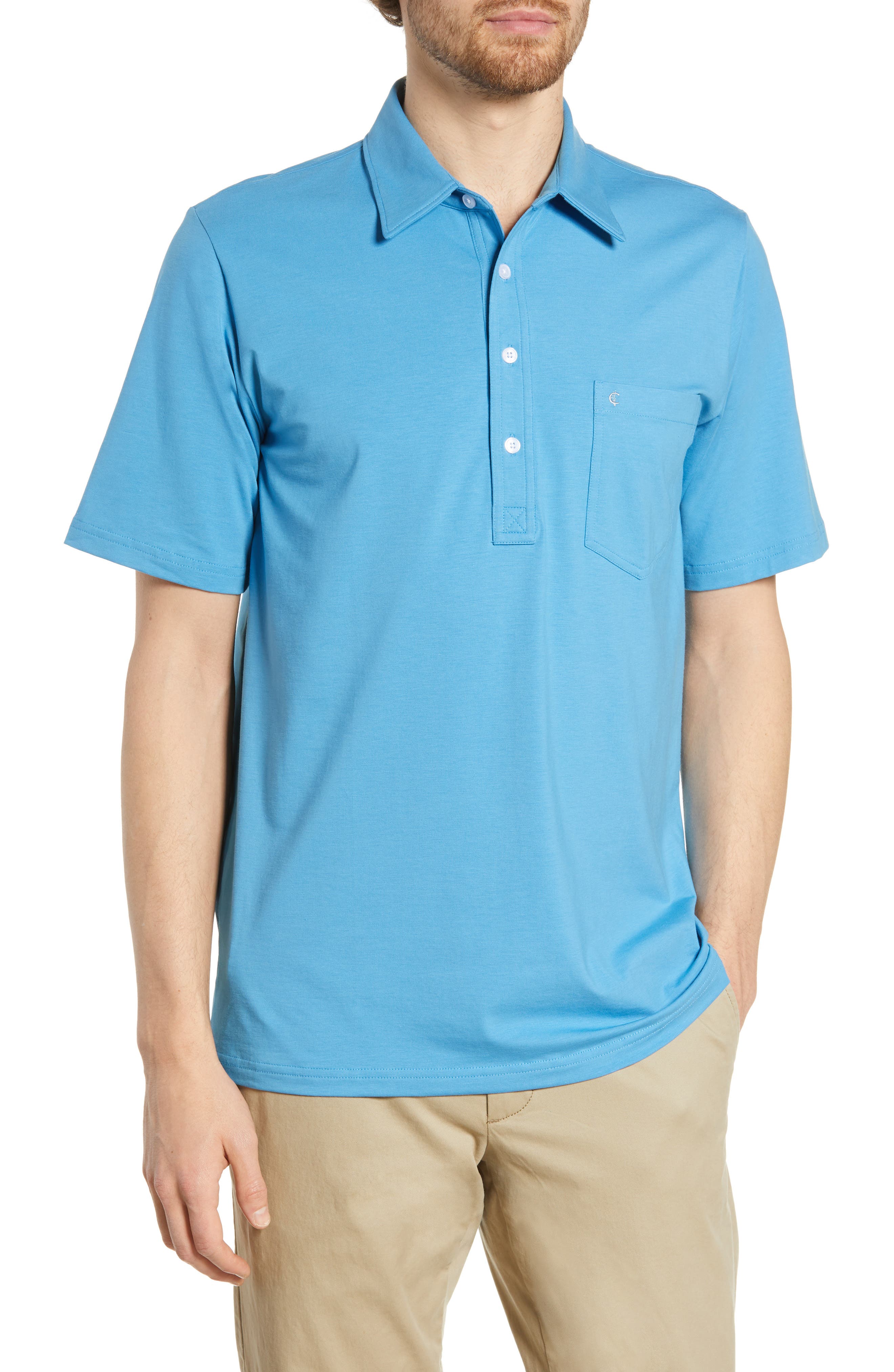 Criquet Players Stretch Jersey Polo, Blue