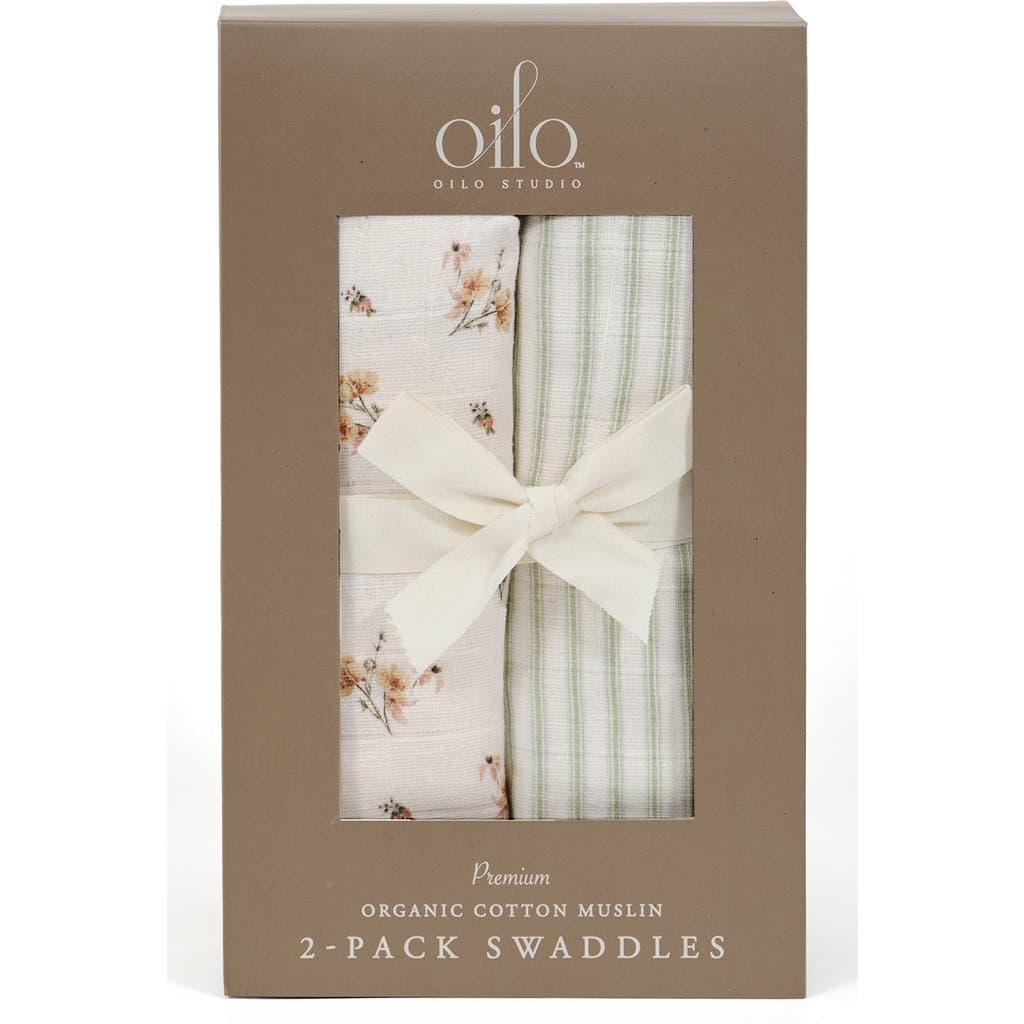 Oilo 2-pack Cotton Muslin Swaddle Blankets In Brown