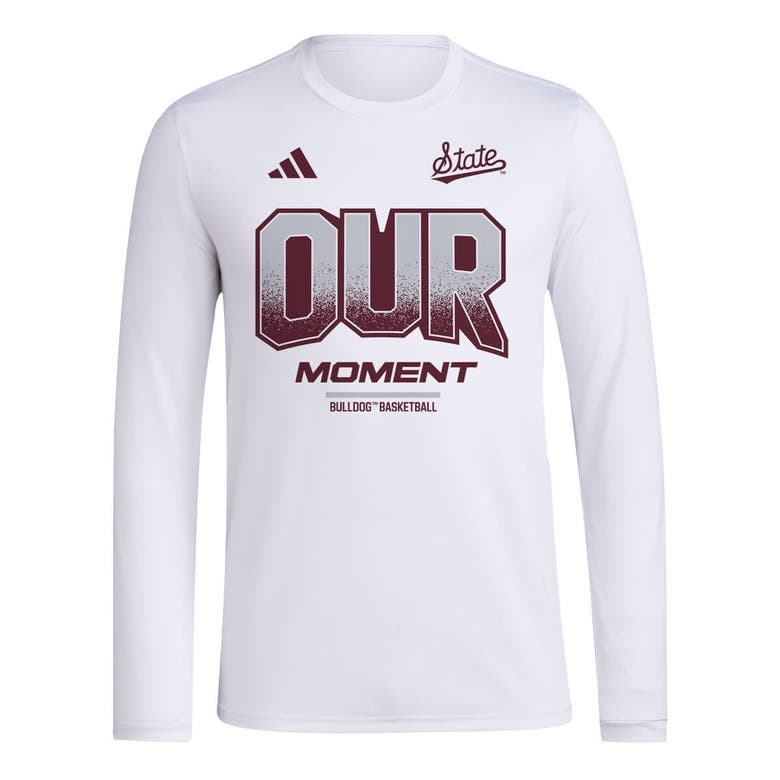 Shop Adidas Originals Unisex Adidas  White Mississippi State Bulldogs 2024 On-court Bench Our Moment Long Sleeve T-shirt