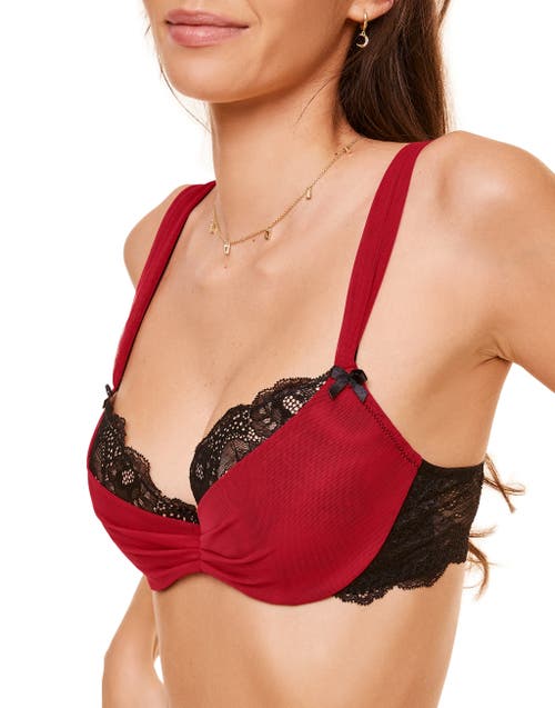 Shop Adore Me Clairabelle Push Up Demi Bra In Dark Red