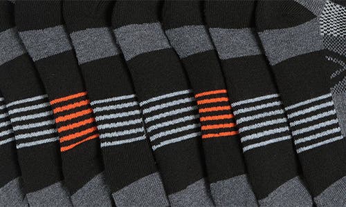 Shop Rainforest 8-pack Half Cushioned Quarter Socks In Charcoal/black/orange