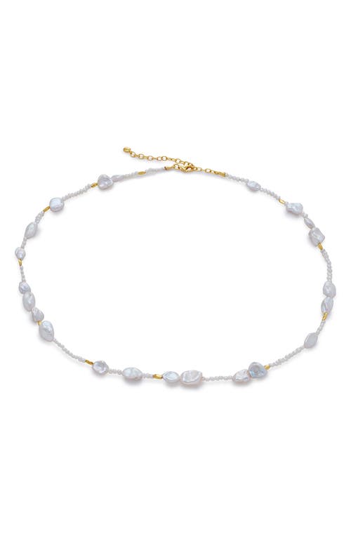 Shop Monica Vinader Pearl Scatter Necklace In 18ct Gold Vermeil/pearl