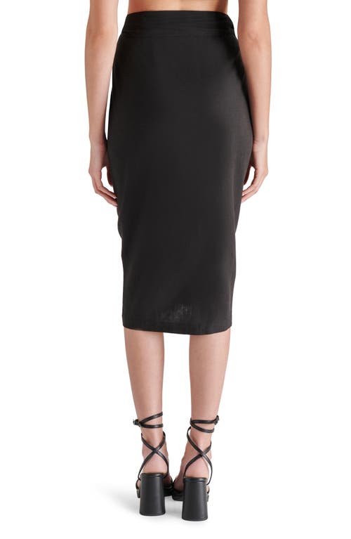 Shop Steve Madden Isadora Linen Blend Wrap Skirt In Black