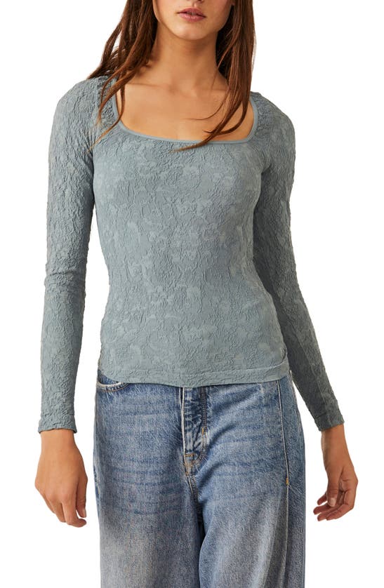 Free People Have It All Square Neck Knit Top In Gray