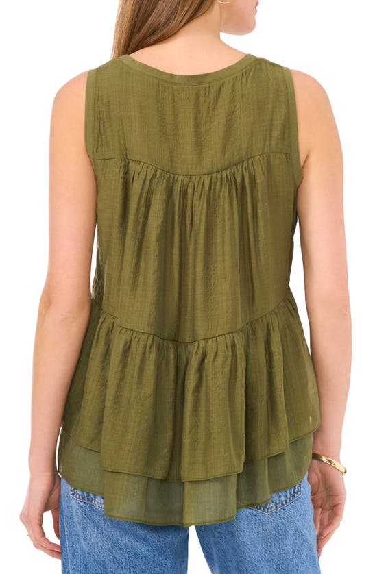 Shop Vince Camuto Mixed Media Tank In Loden Green-366