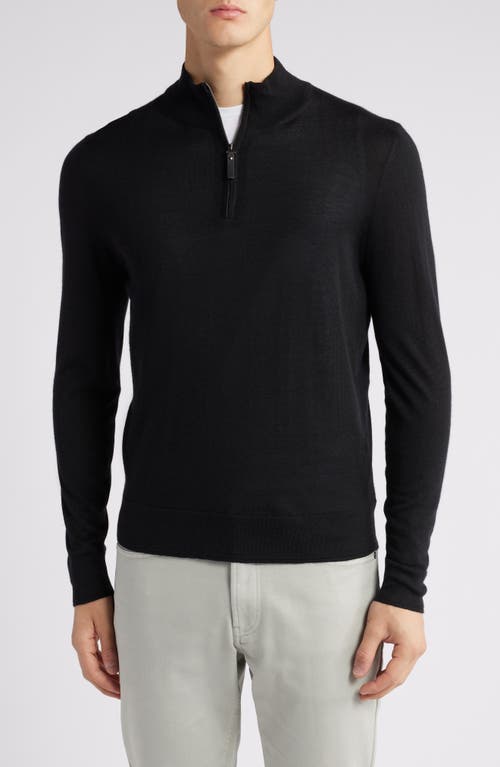 Shop Canali Quarter Zip Cashmere & Wool Blend Sweater In Black