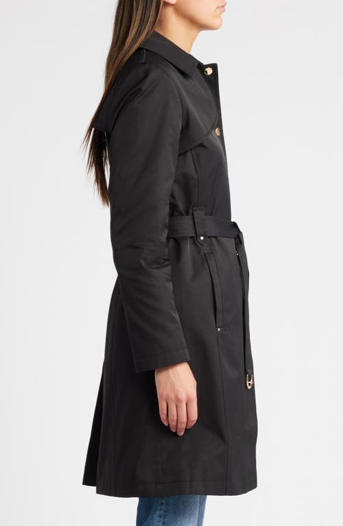 Via Spiga Water Resistant Cotton Blend Coat With Removable Hood In Black