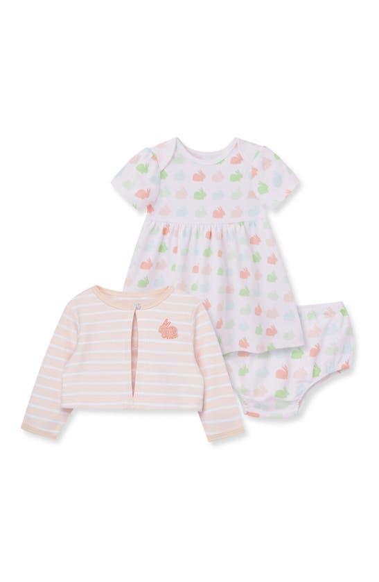 Little Me Babies' Bunny Dress, Shrug & Bloomers Set In Pink Multi