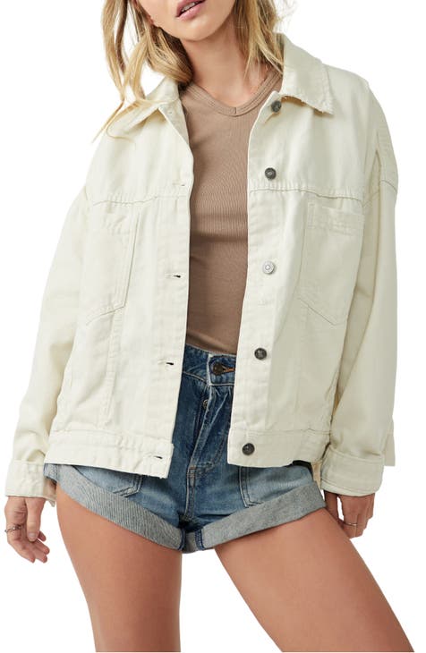 CLASSIC BIKER JACKET IN OFF WHITE WITH CRYSTALS