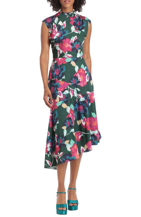 Cece floral best sale print asymmetrical dress