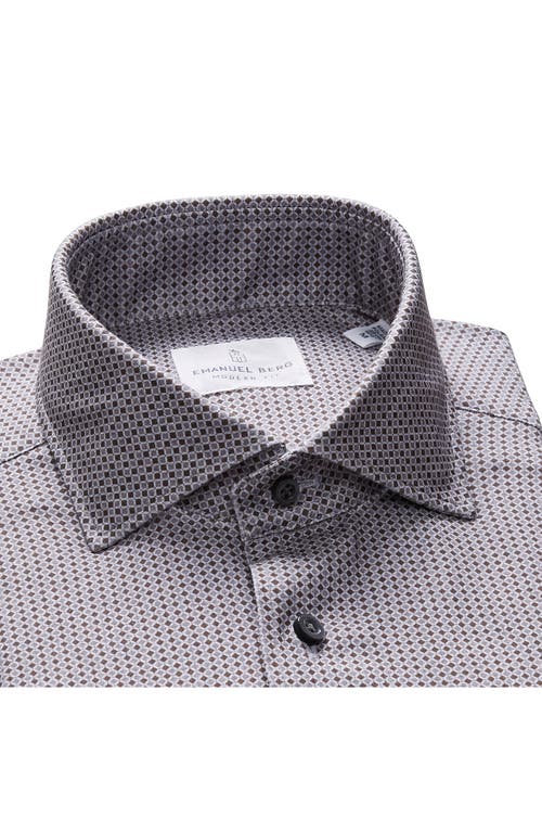 Shop Emanuel Berg Modern Fit 4flex Knit Dress Shirt In Dark Grey