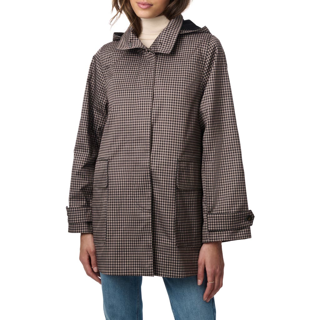 Bernardo Recycled Polyester Rain Coat In Black/beige