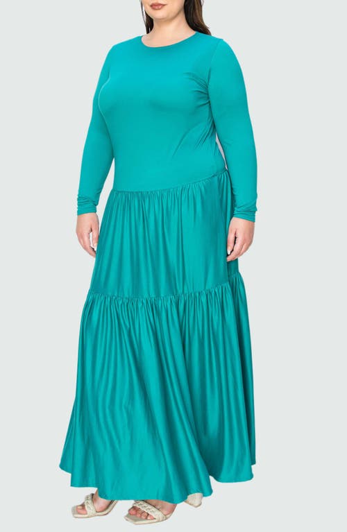 Shop L I V D Long Sleeve Maxi Dress In Jade