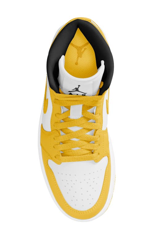 Shop Jordan Air  1 Mid Sneaker In White/vivid Sulfur/black