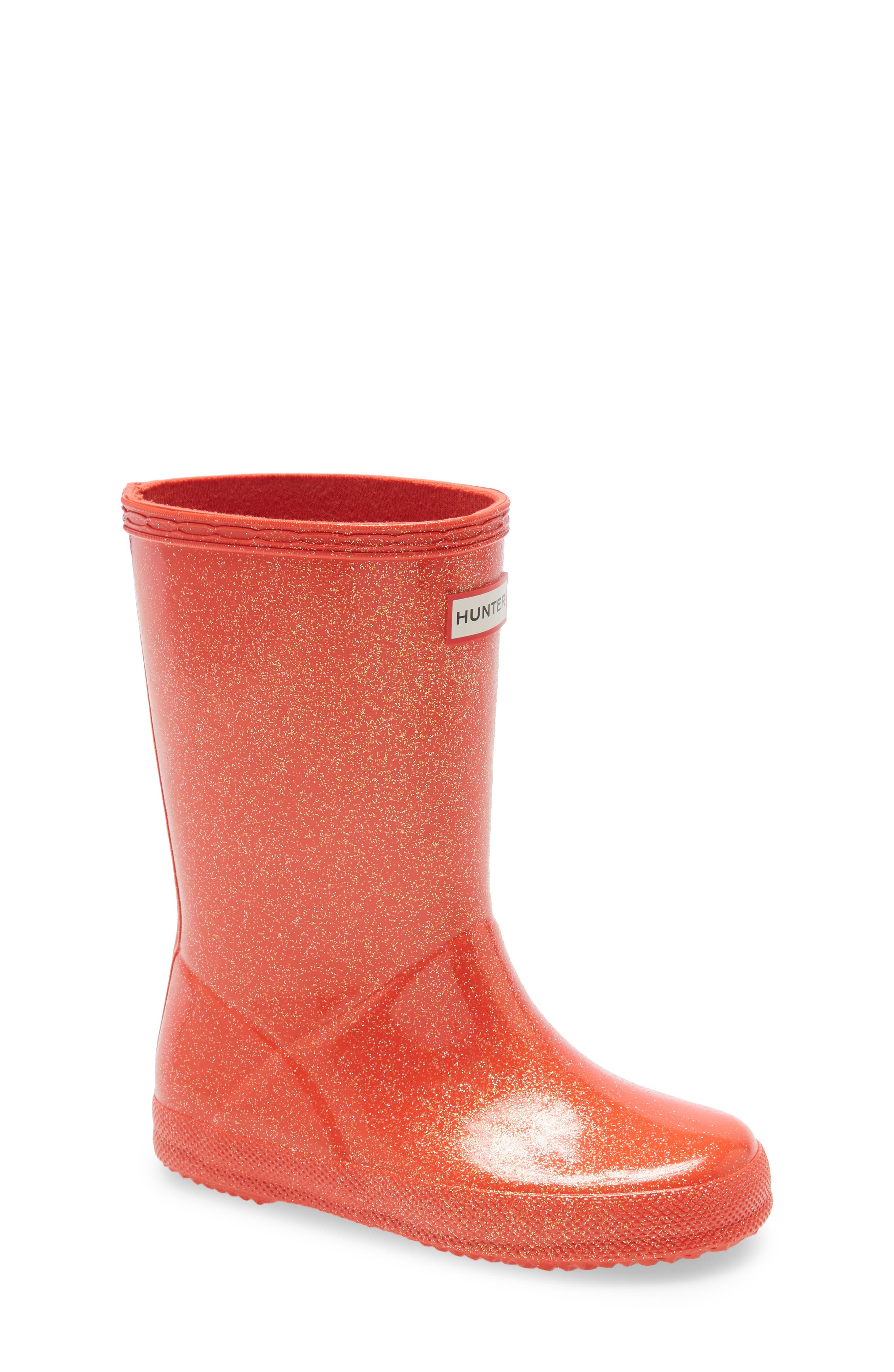 red glitter rain boots