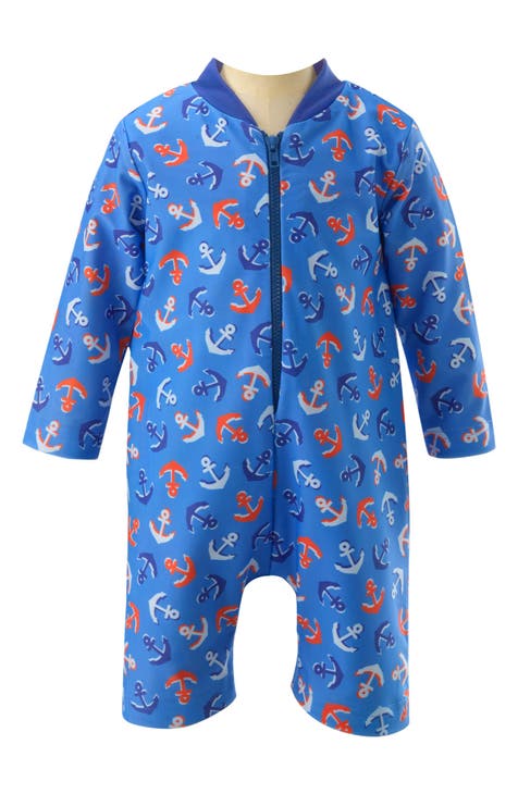 Kids' Anchor Zip One-Piece Rashguard Swimsuit (Baby)