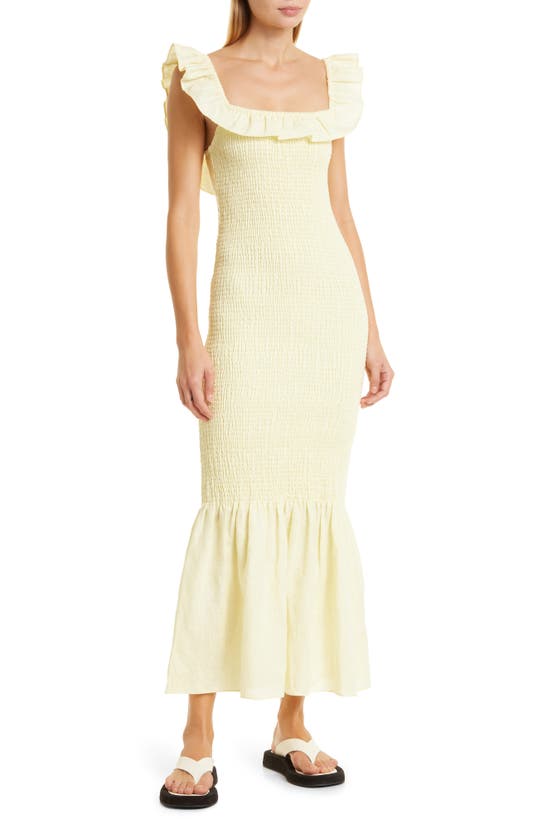 Sir Francesca Smocked Linen Midi Dress In Butter | ModeSens