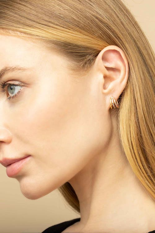 Oradina Women's 14k Yellow Gold Unity Mini Hoops In 14k Tricolor Gold
