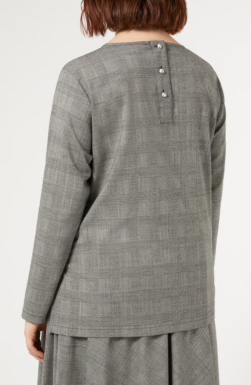 MARINA RINALDI MARINA RINALDI UBERTA POW CHECK LONG SLEEVE VIRGIN WOOL BLEND TOP 