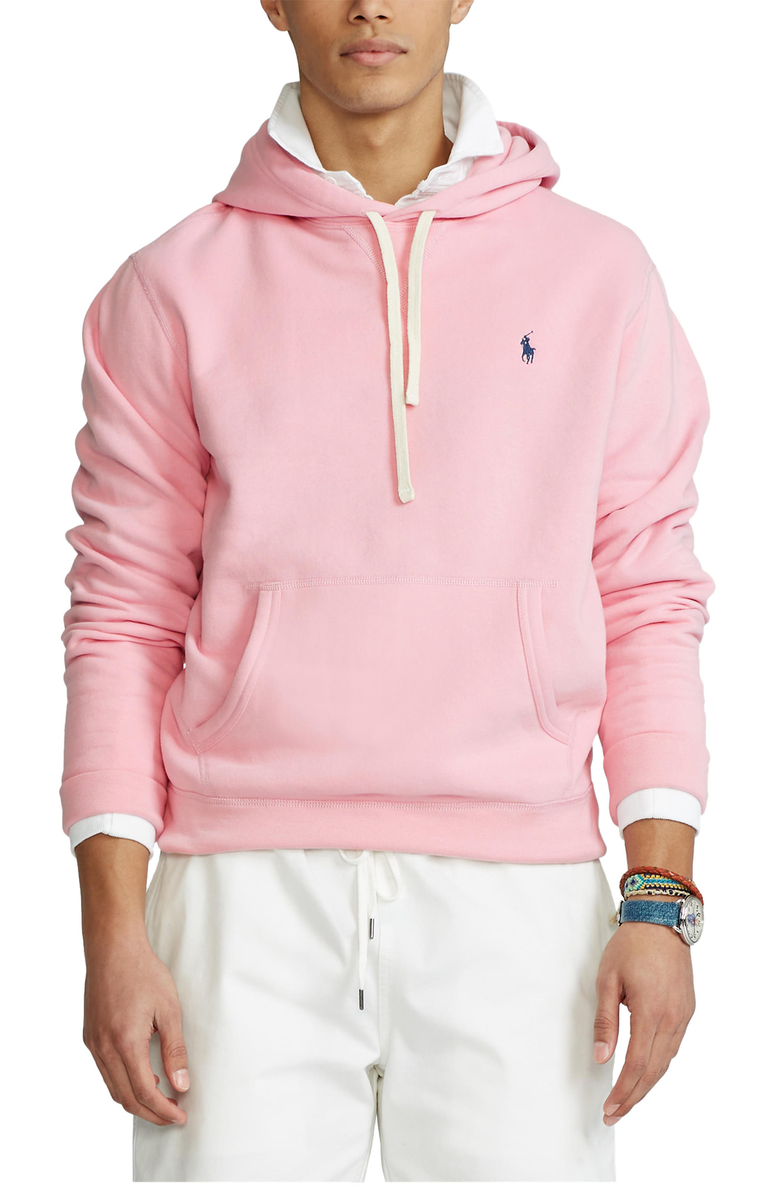 pink fleece hoodie