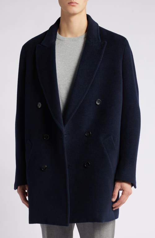 Cardinal of Canada Logan Double Breasted Wool Topcoat in Navy 