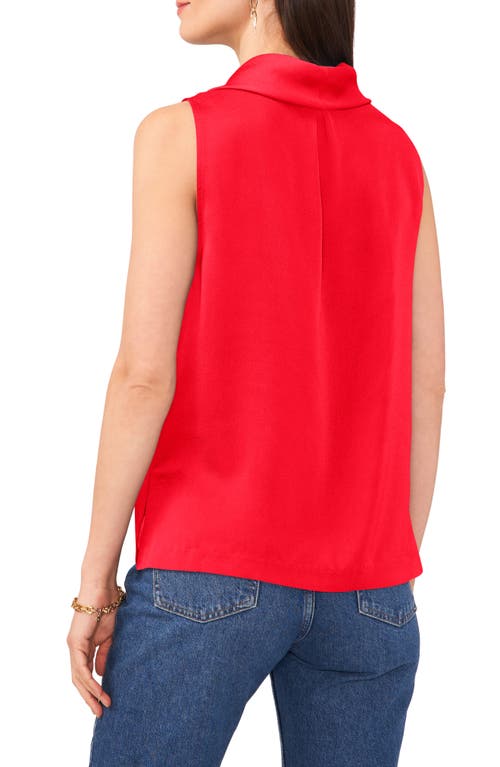 Shop Vince Camuto Hammered Satin Sleeveless Cowl Neck Top In Bright Red