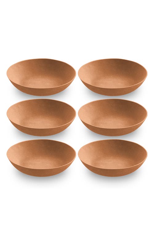 Tarhong Planta Matte Terracotta Set Of Six Melamine Low Bowls In Brown