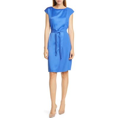 Boss Drapena Tie Waist Sheath Dress, Blue