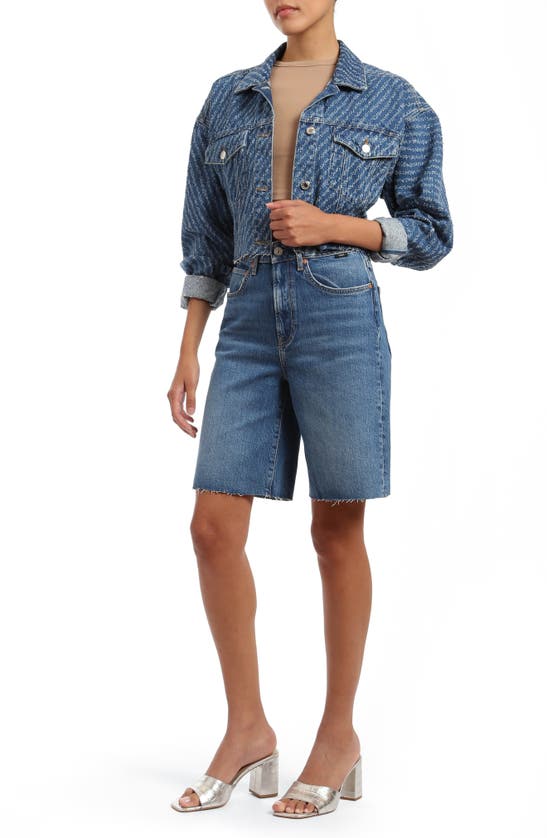 Mavi Jeans Selina Cutoff Bermuda Denim Shorts In Mid Brushed Recycled Blue