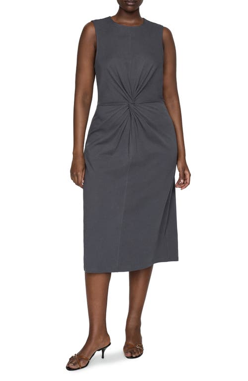 Shop Mango Center Knot Cotton Midi Dress In Grey