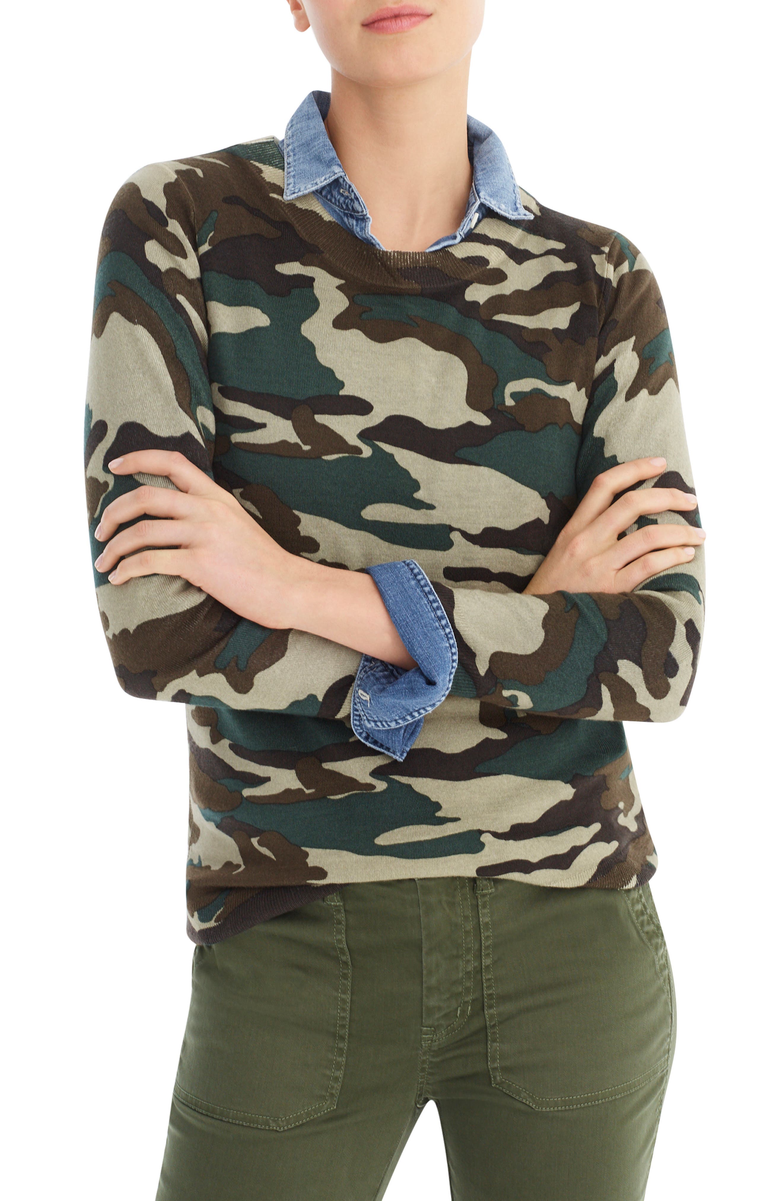 j crew camo sweater