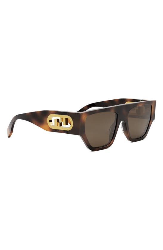 Shop Fendi ' O'lock 54mm Geometric Sunglasses In Blonde Havana / Brown